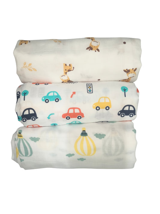 Muslin Swaddle Blanket - set of 3